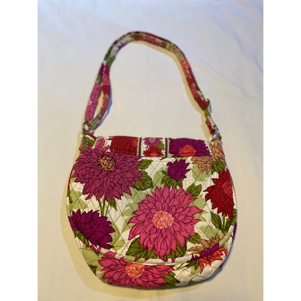 Vera Bradley Floral Quilted‎ Crossbody Bag Purse Pink Purple Green - Picture 2 of 16